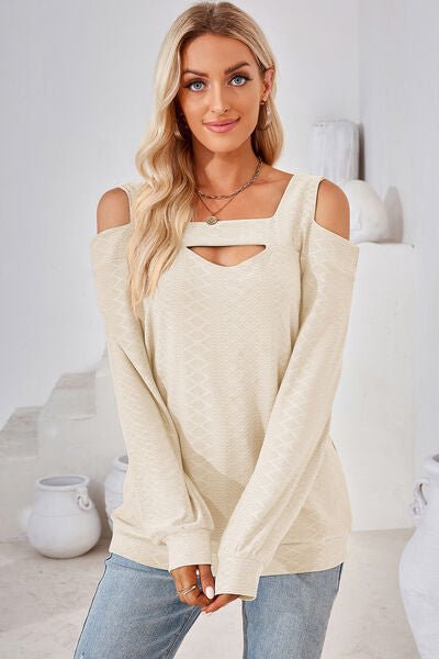 Cutout Square Neck Cold Shoulder T - Shirt - Loulou Boutique