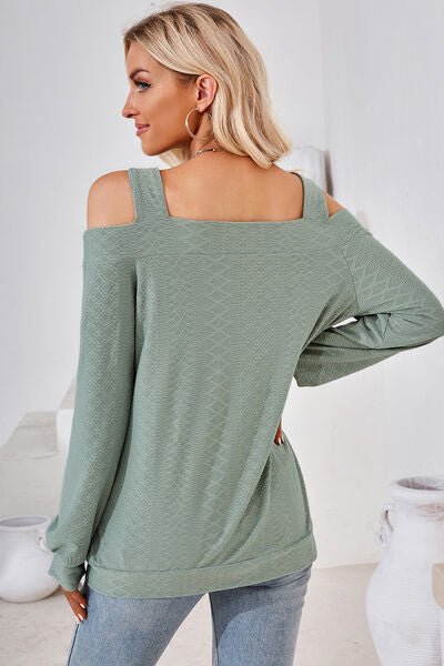 Cutout Square Neck Cold Shoulder T - Shirt - Loulou Boutique