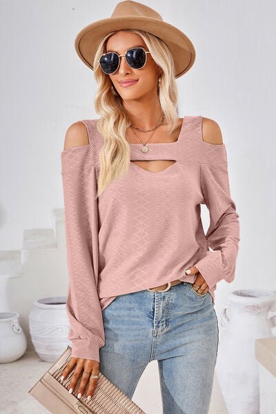Cutout Square Neck Cold Shoulder T - Shirt - Loulou Boutique
