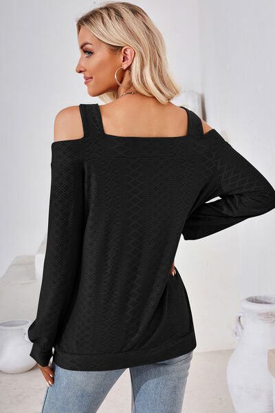 Cutout Square Neck Cold Shoulder T - Shirt - Loulou Boutique