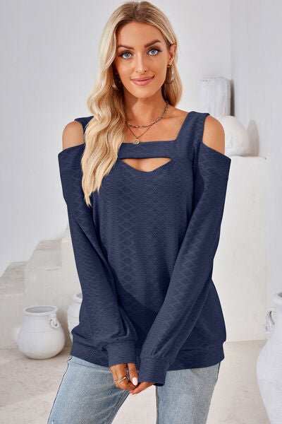 Cutout Square Neck Cold Shoulder T - Shirt - Loulou Boutique