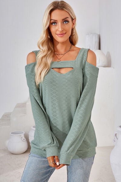 Cutout Square Neck Cold Shoulder T - Shirt - Loulou Boutique