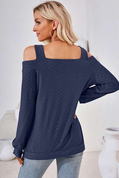Cutout Square Neck Cold Shoulder T - Shirt - Loulou Boutique