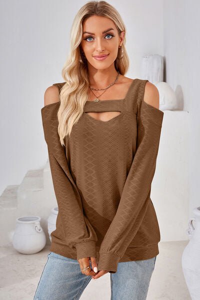 Cutout Square Neck Cold Shoulder T - Shirt - Loulou Boutique