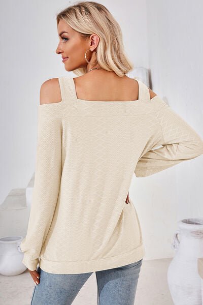 Cutout Square Neck Cold Shoulder T - Shirt - Loulou Boutique