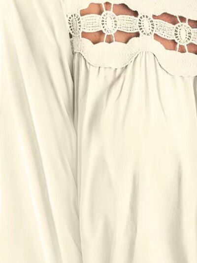 Cutout Square Neck Long Sleeve Blouse - Loulou Boutique