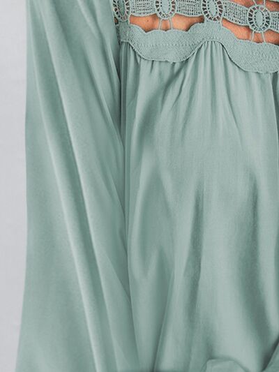 Cutout Square Neck Long Sleeve Blouse - Loulou Boutique