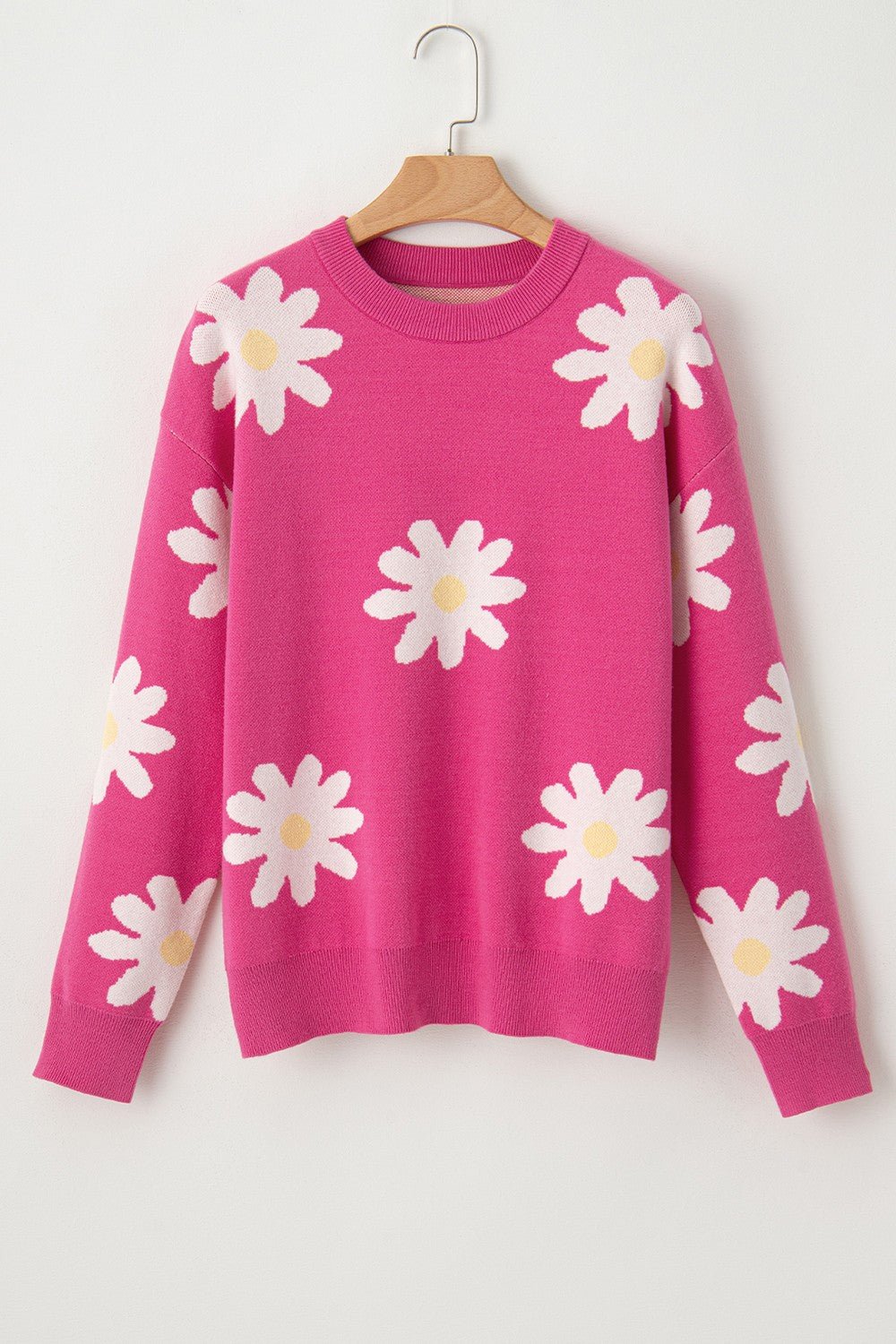 Daisy Round Neck Dropped Shoulder Sweater - Loulou Boutique