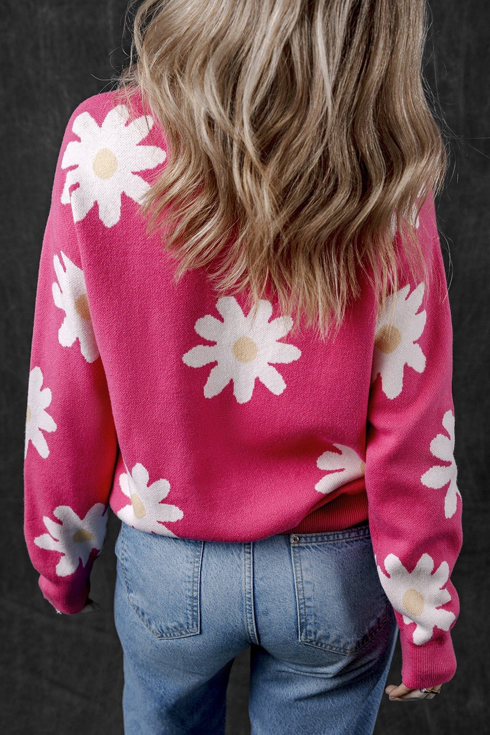 Daisy Round Neck Dropped Shoulder Sweater - Loulou Boutique