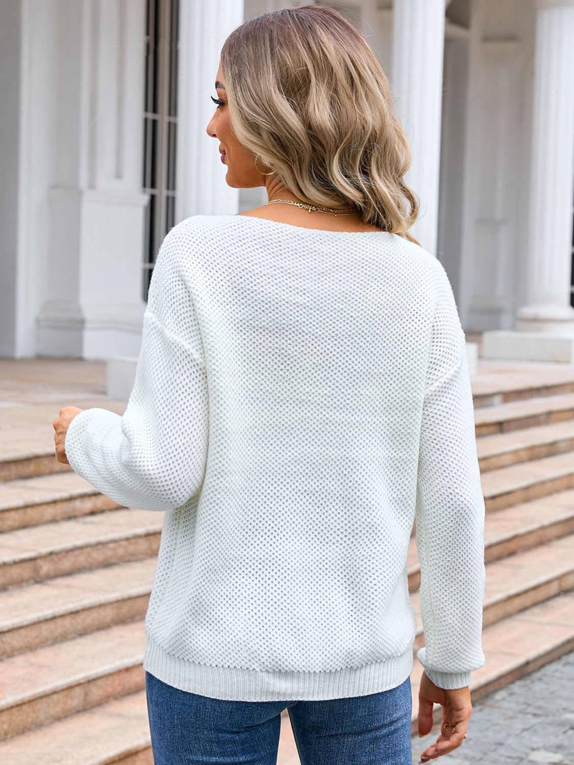 Decor Button Drop Shoulder Knit Top - Loulou Boutique