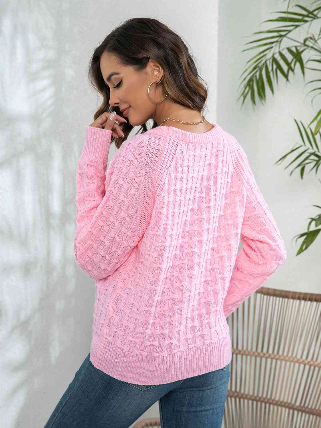 Decorative Button Long Sleeve Sweater - Loulou Boutique