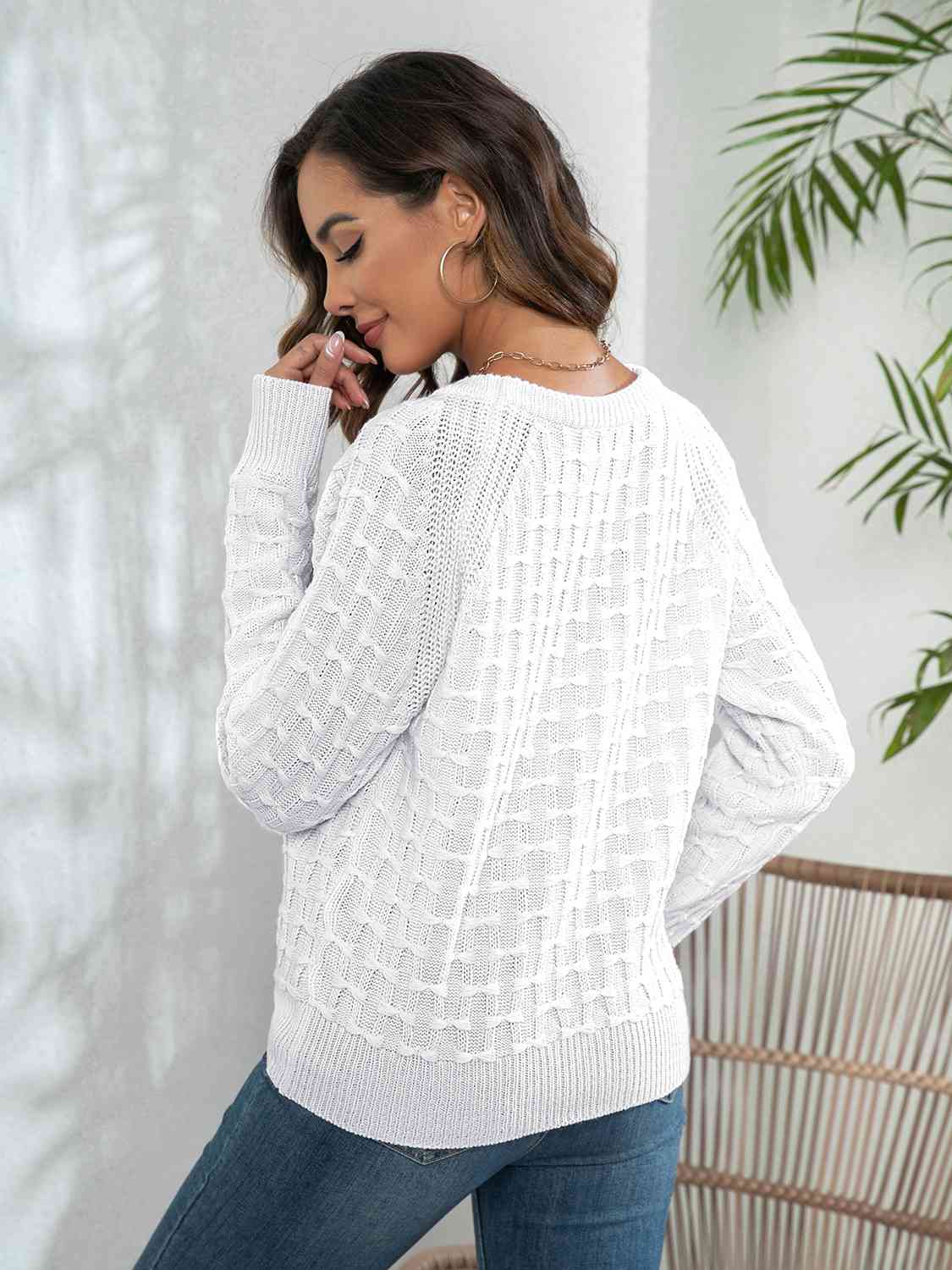 Decorative Button Long Sleeve Sweater - Loulou Boutique