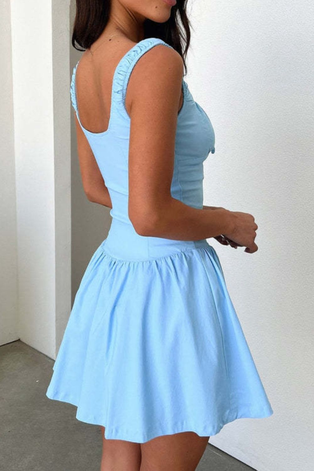 Decorative Button Square Neck Cami Dress - Loulou Boutique