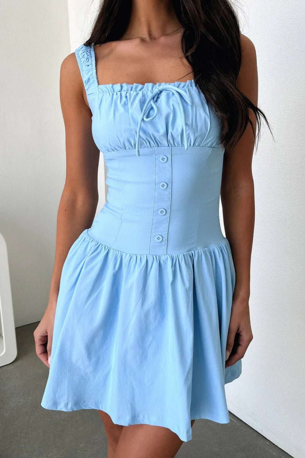 Decorative Button Square Neck Cami Dress - Loulou Boutique