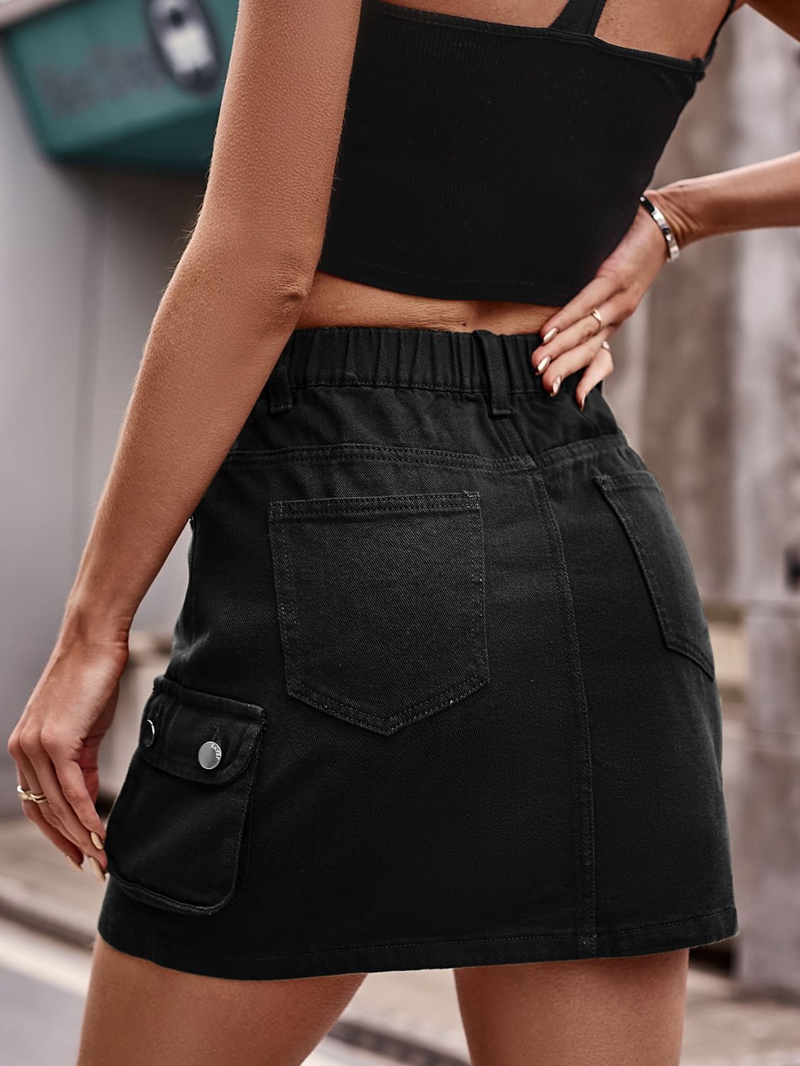 Denim Mini Skirt with Pockets - Loulou Boutique