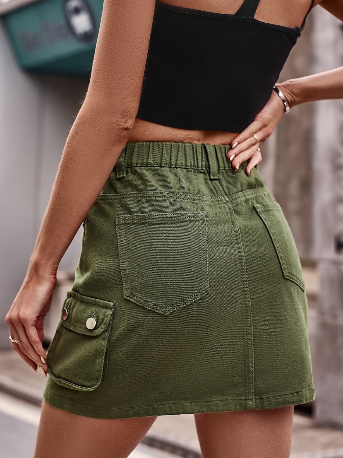 Denim Mini Skirt with Pockets - Loulou Boutique