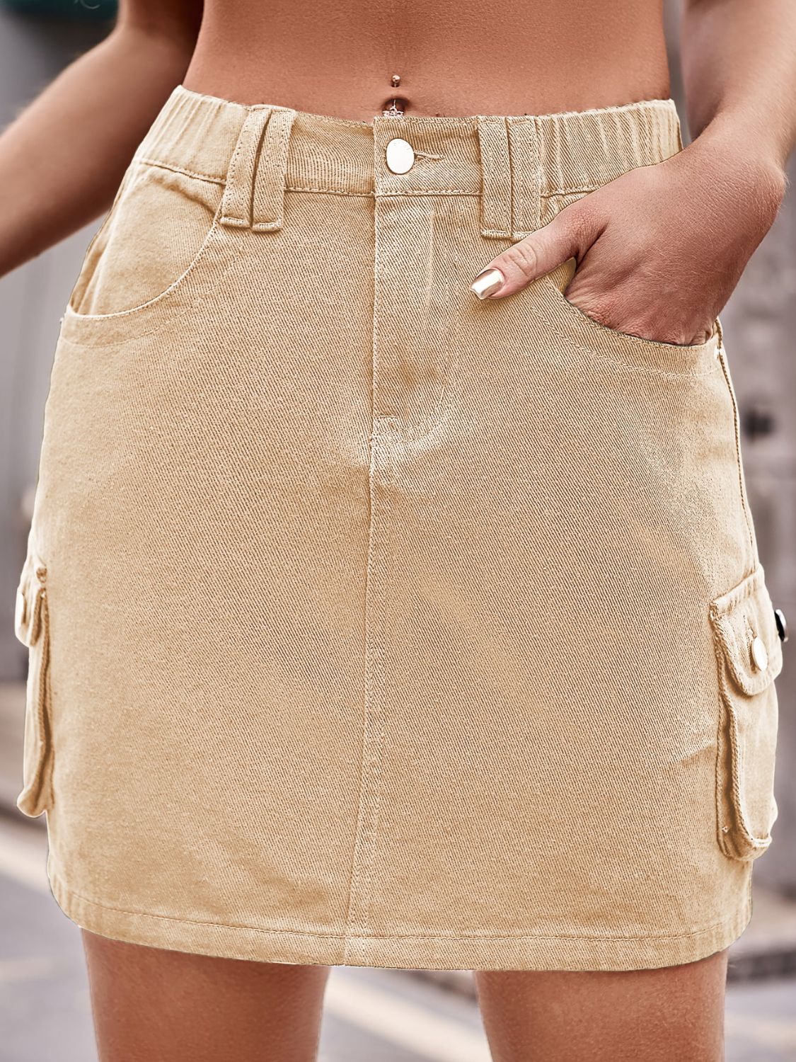 Denim Mini Skirt with Pockets - Loulou Boutique