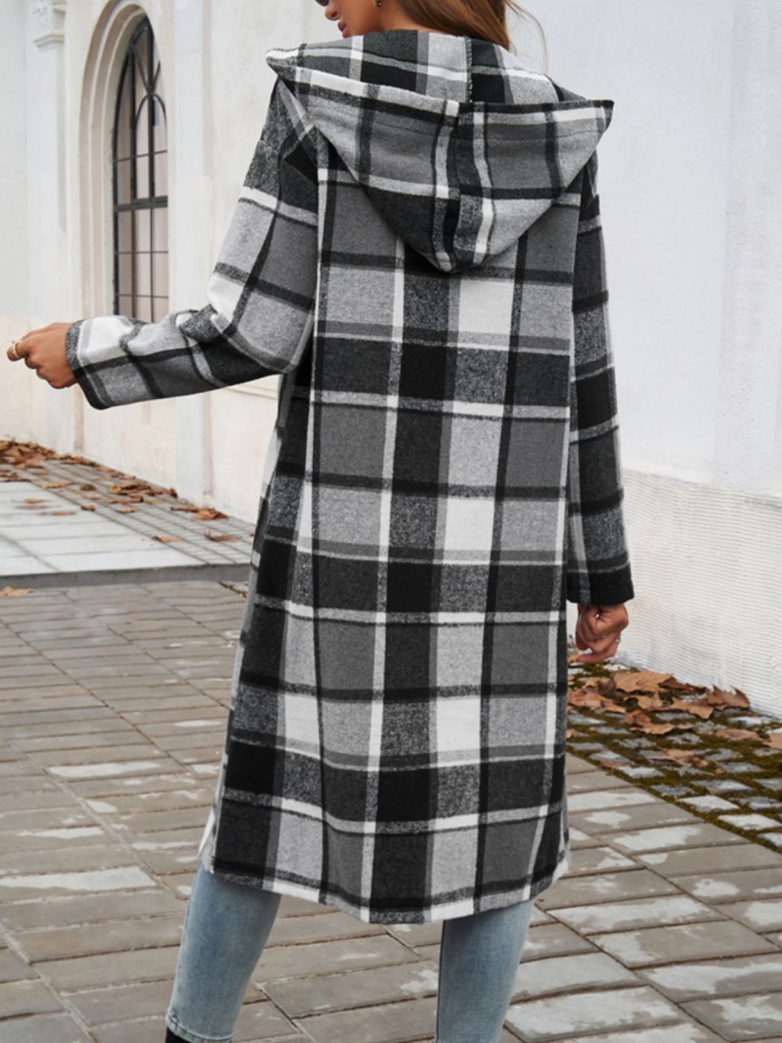 Devine Plaid Long Sleeve Hooded Coat - Loulou Boutique