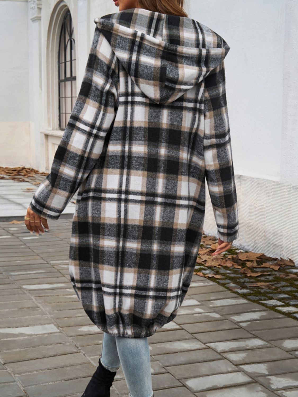 Devine Plaid Zip Up Hooded Coat - Loulou Boutique