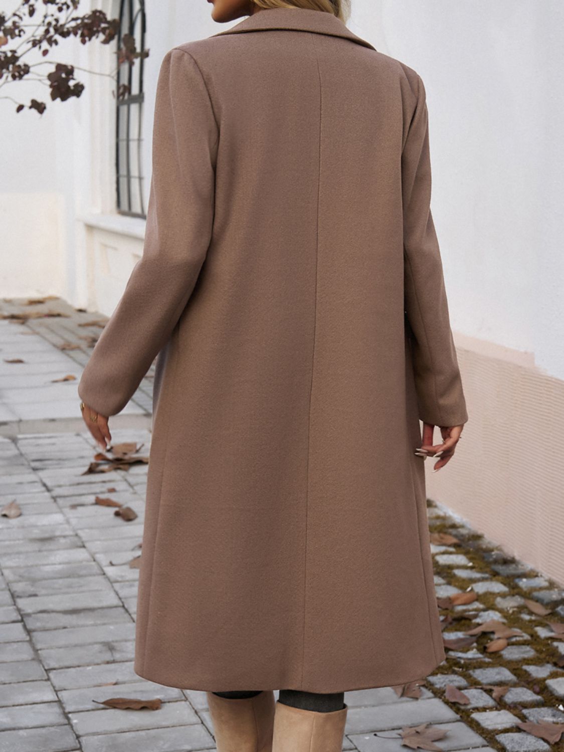 Devine Pocketed Collared Neck Long Sleeve Coat - Loulou Boutique