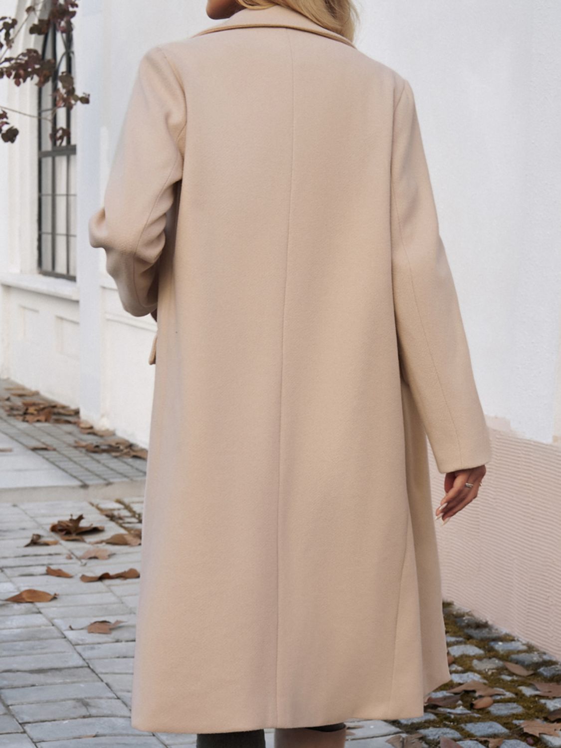 Devine Pocketed Collared Neck Long Sleeve Coat - Loulou Boutique