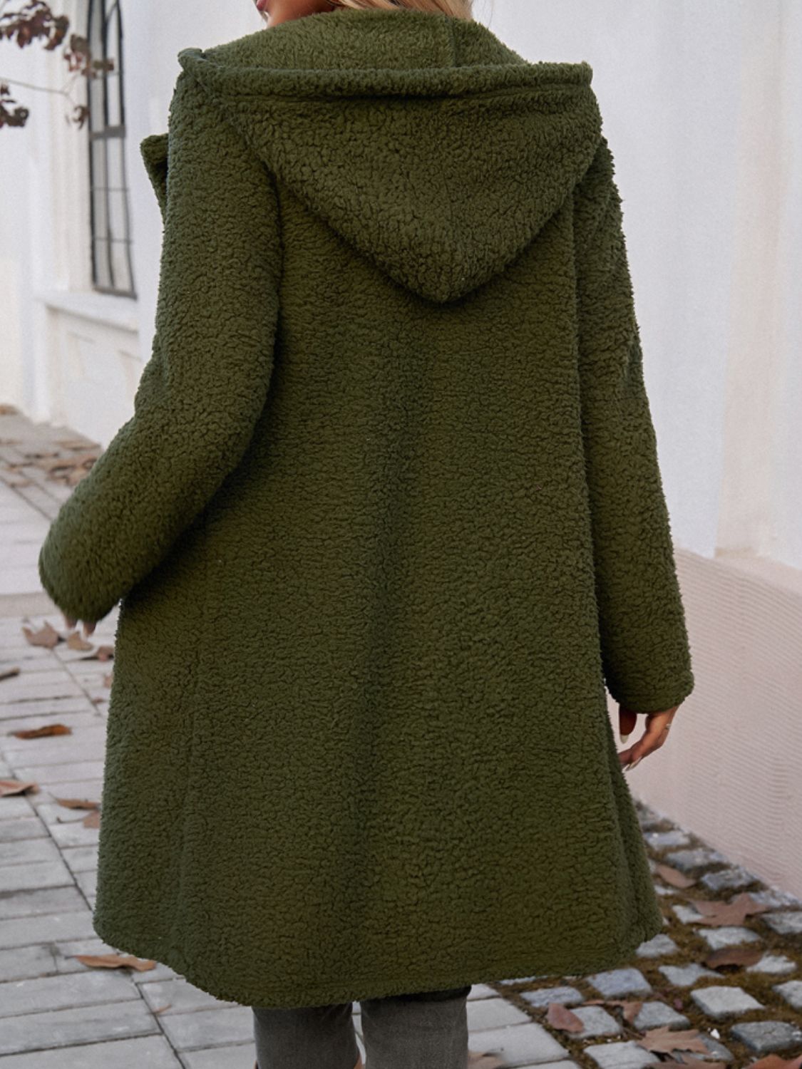 Devine Pocketed Long Sleeve Hooded Teddy Coat - Loulou Boutique