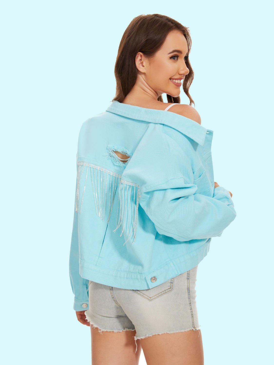 Distressed Distressed Button Up Denim Jacket - Loulou Boutique