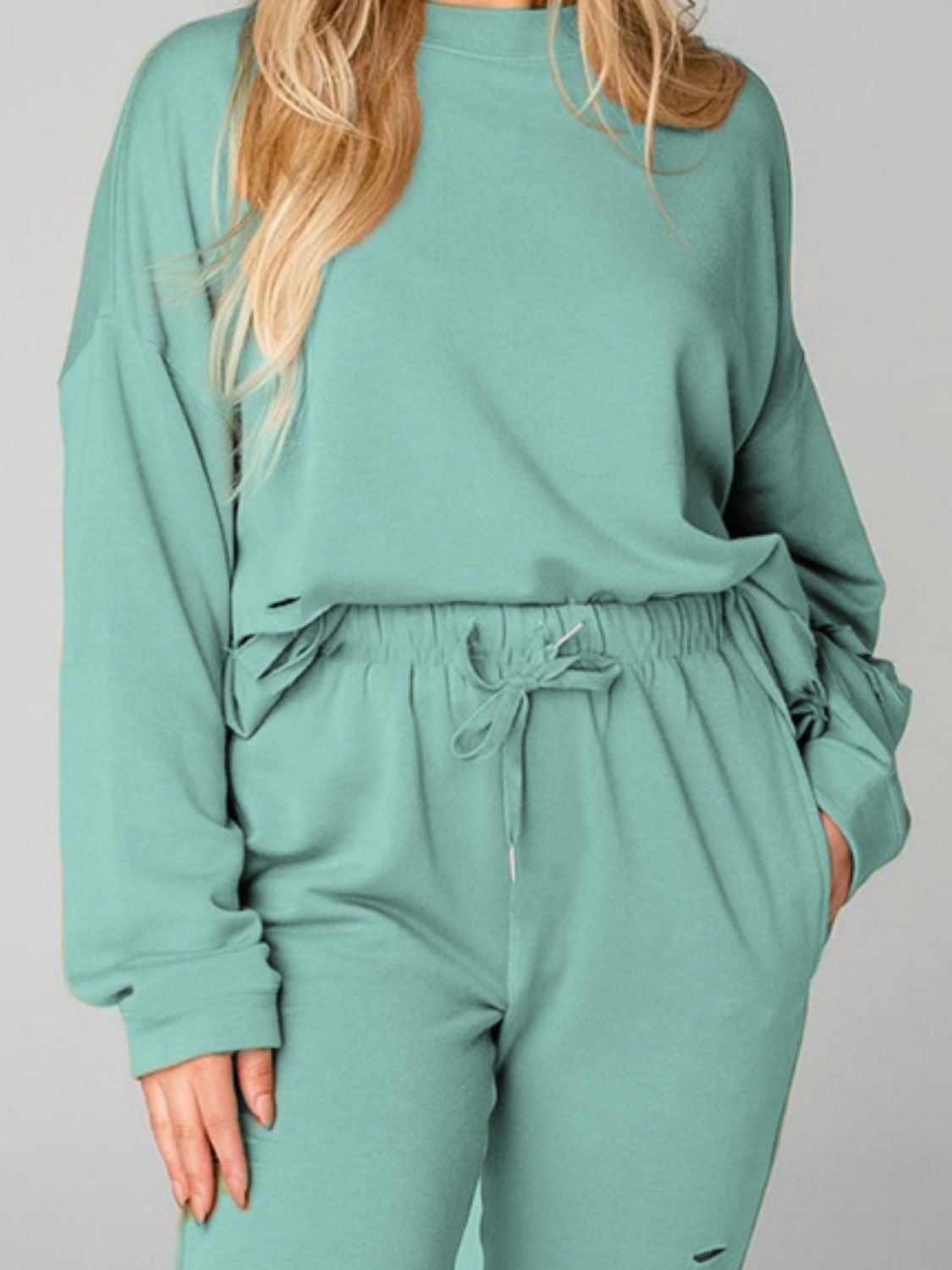 Distressed Sweatshirt and Joggers Set - Loulou Boutique