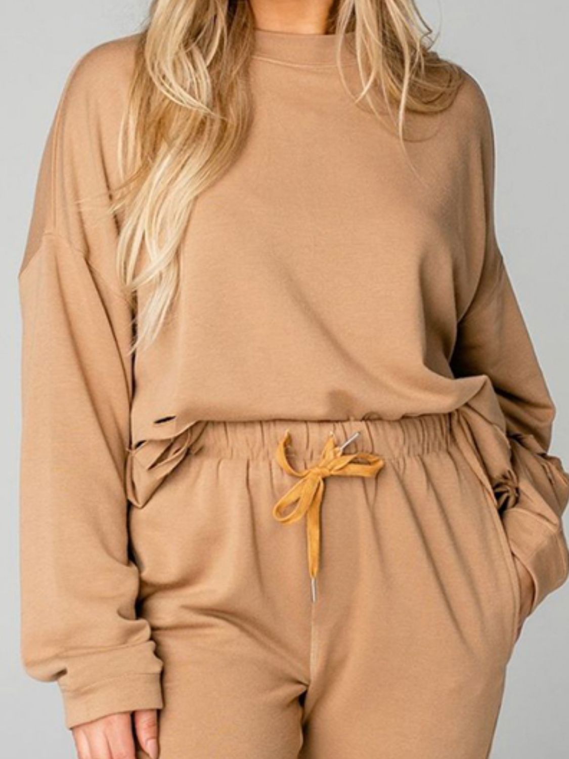 Distressed Sweatshirt and Joggers Set - Loulou Boutique