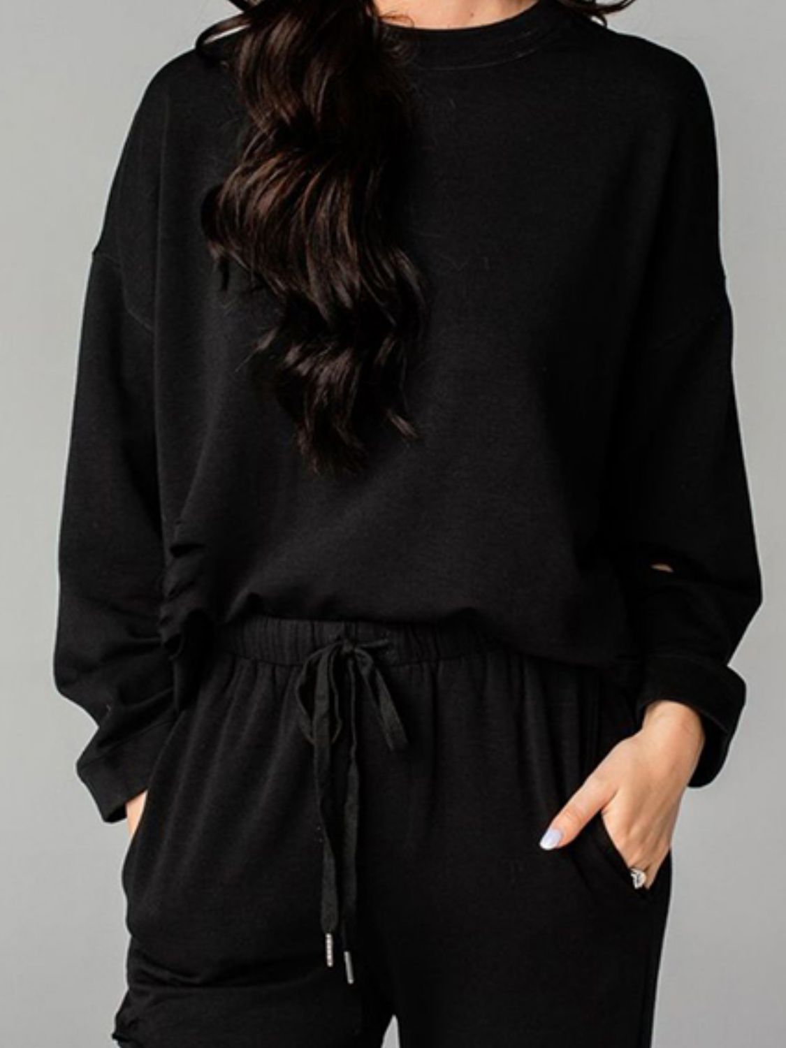 Distressed Sweatshirt and Joggers Set - Loulou Boutique