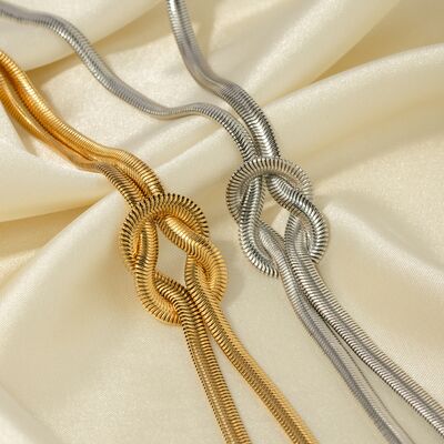 Double Layered Knot Herringbone Choker Necklace - Loulou Boutique