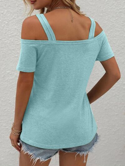 Double Spaghetti Straps Short Sleeve T - Shirt - Loulou Boutique