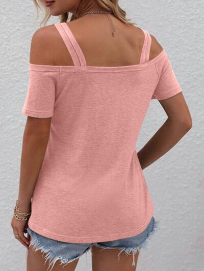 Double Spaghetti Straps Short Sleeve T - Shirt - Loulou Boutique