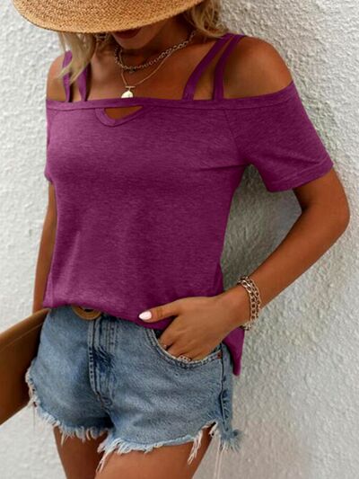Double Spaghetti Straps Short Sleeve T - Shirt - Loulou Boutique