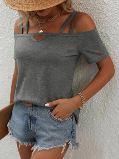Double Spaghetti Straps Short Sleeve T - Shirt - Loulou Boutique