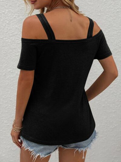 Double Spaghetti Straps Short Sleeve T - Shirt - Loulou Boutique