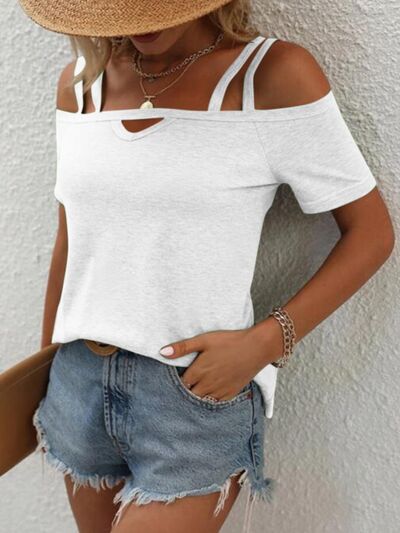 Double Spaghetti Straps Short Sleeve T - Shirt - Loulou Boutique