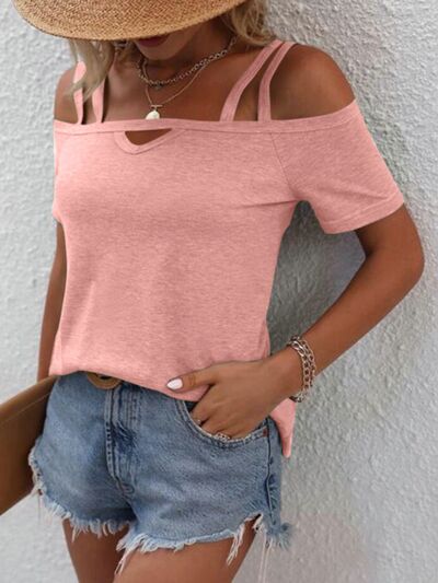 Double Spaghetti Straps Short Sleeve T - Shirt - Loulou Boutique