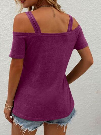 Double Spaghetti Straps Short Sleeve T - Shirt - Loulou Boutique