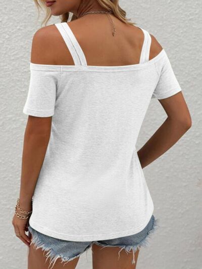 Double Spaghetti Straps Short Sleeve T - Shirt - Loulou Boutique