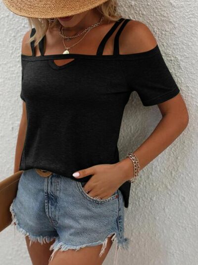 Double Spaghetti Straps Short Sleeve T - Shirt - Loulou Boutique