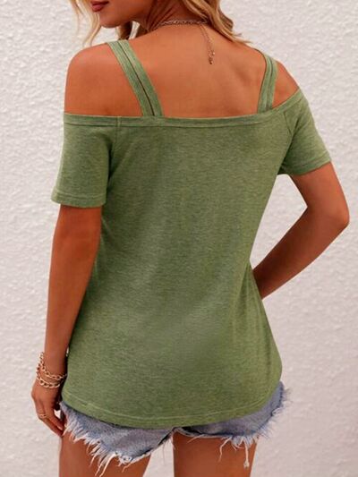 Double Spaghetti Straps Short Sleeve T - Shirt - Loulou Boutique