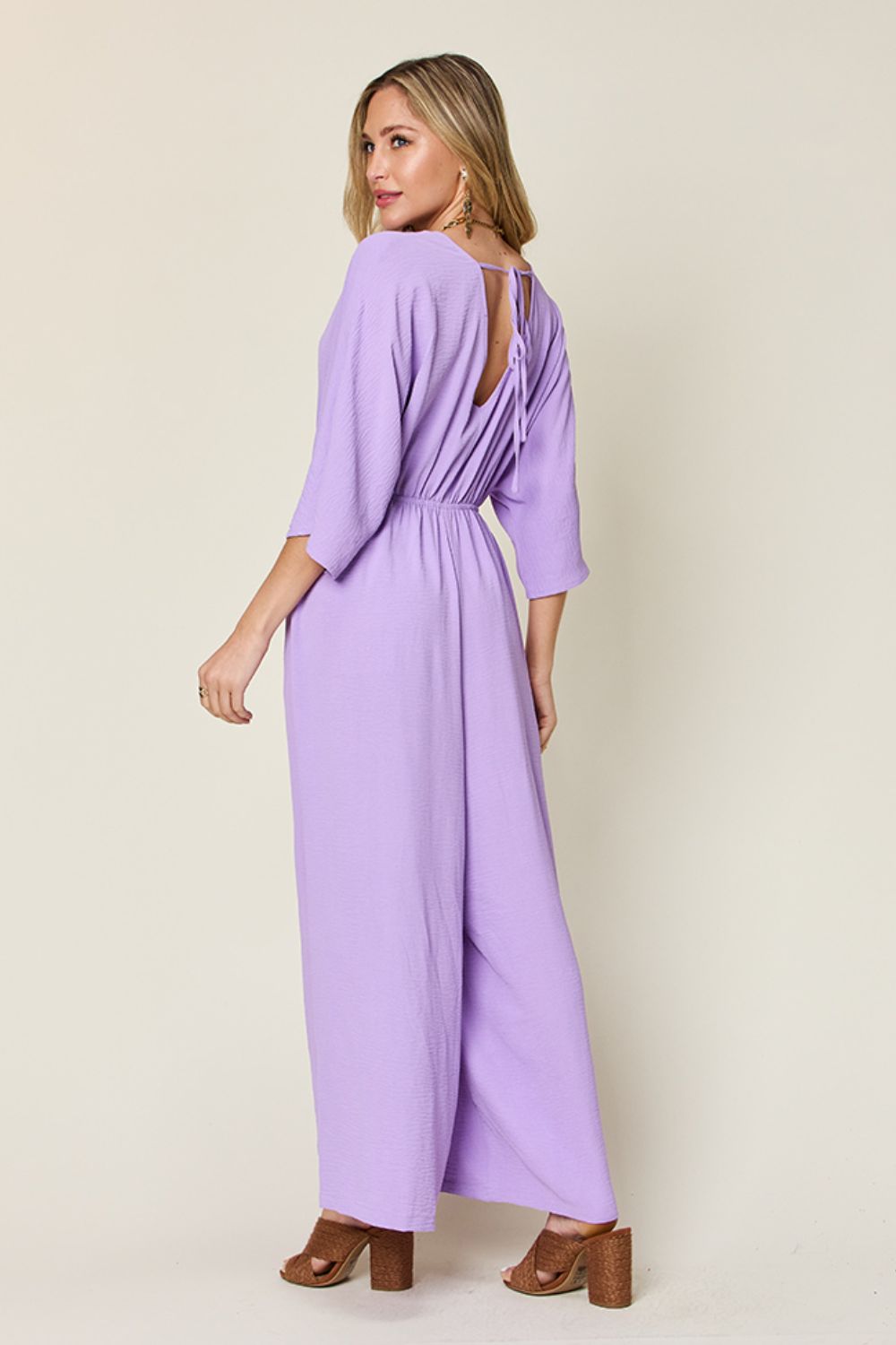 Double Take Full Size Half Sleeve Wide Leg Jumpsuit - Loulou Boutique