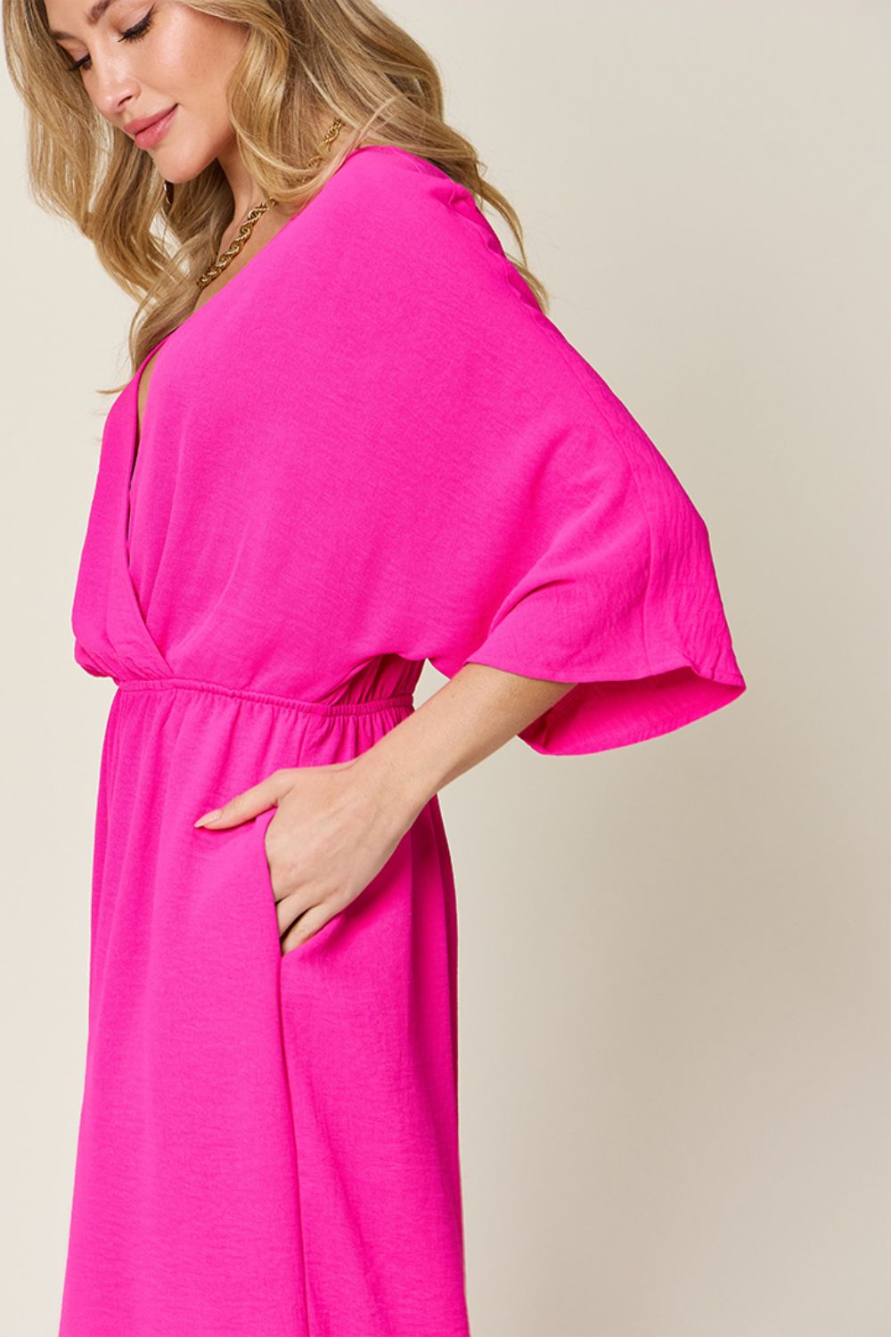 Double Take Full Size Half Sleeve Wide Leg Jumpsuit - Loulou Boutique