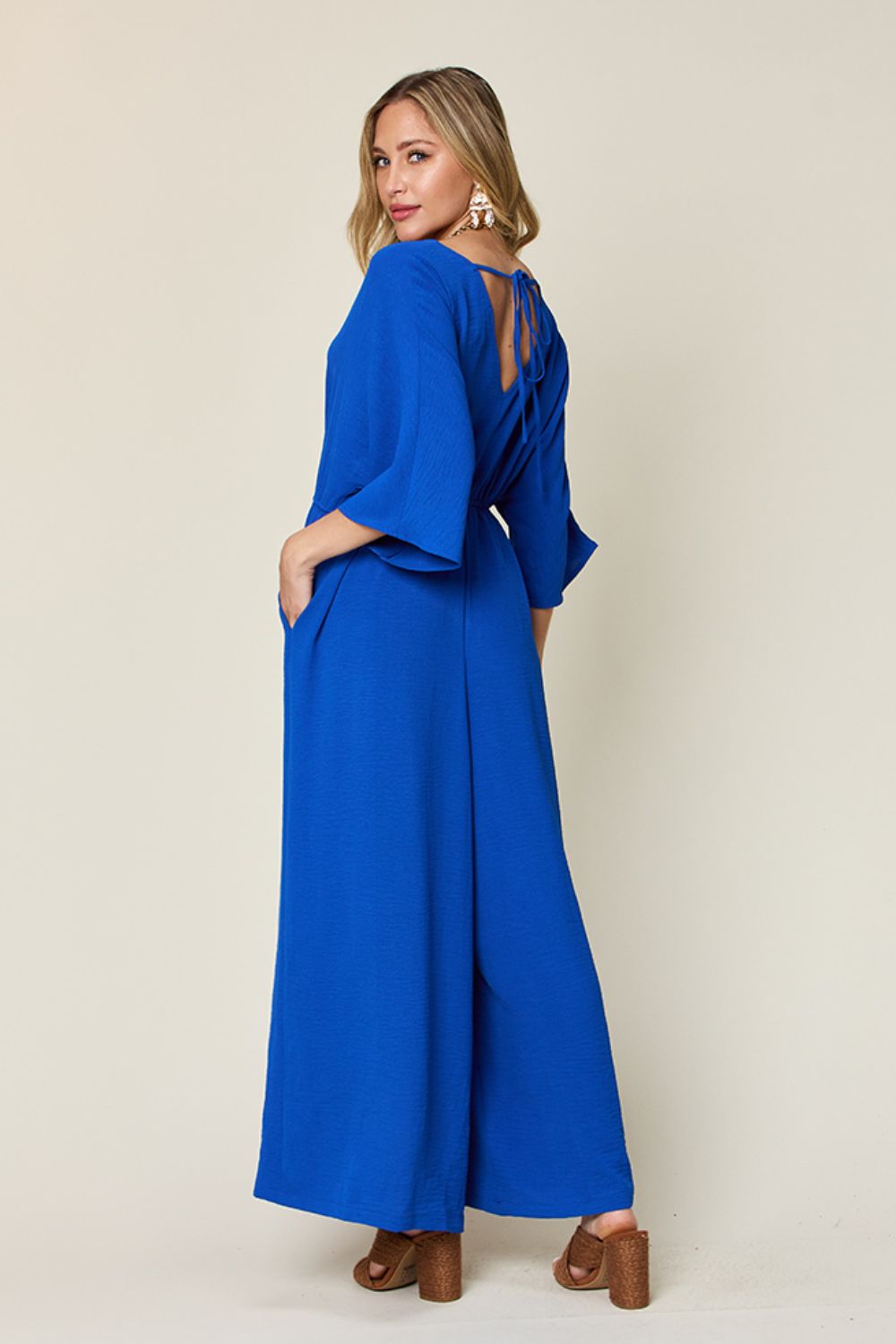 Double Take Full Size Half Sleeve Wide Leg Jumpsuit - Loulou Boutique