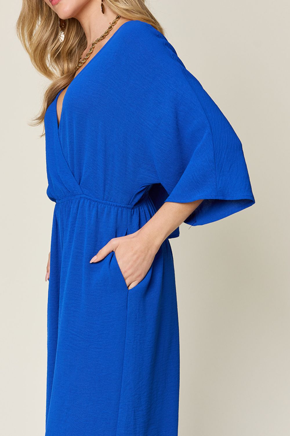 Double Take Full Size Half Sleeve Wide Leg Jumpsuit - Loulou Boutique