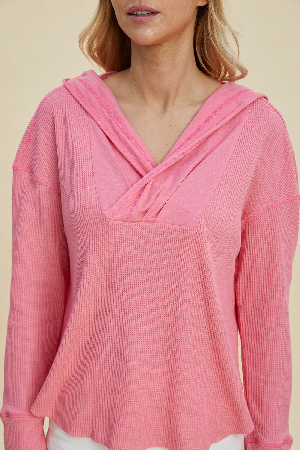 Double Take Full Size High - Low Dropped Shoulder Long Sleeve Hoodie - Loulou Boutique