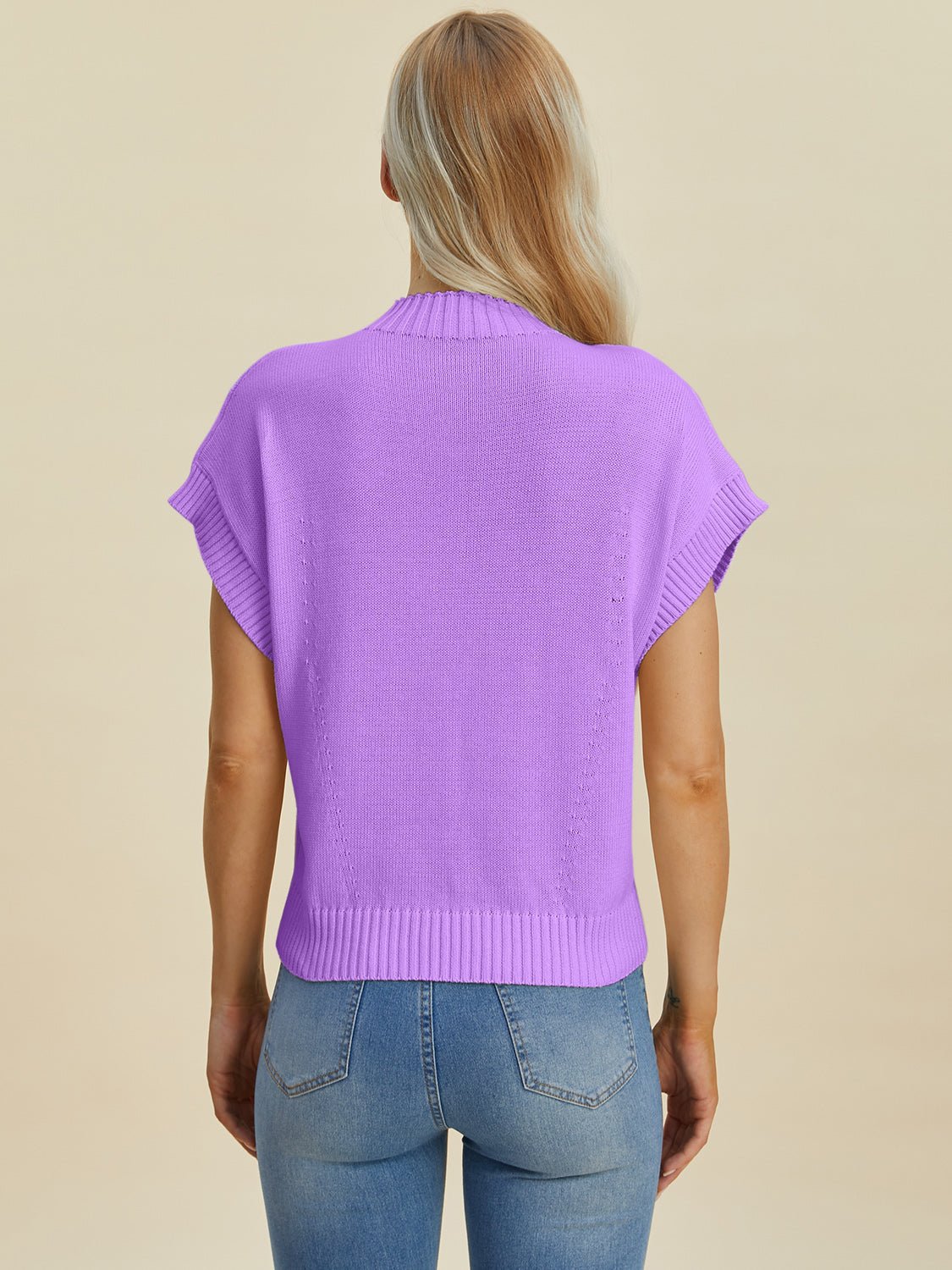 Double Take Full Size Mock Neck Short Sleeve Sweater - Loulou Boutique