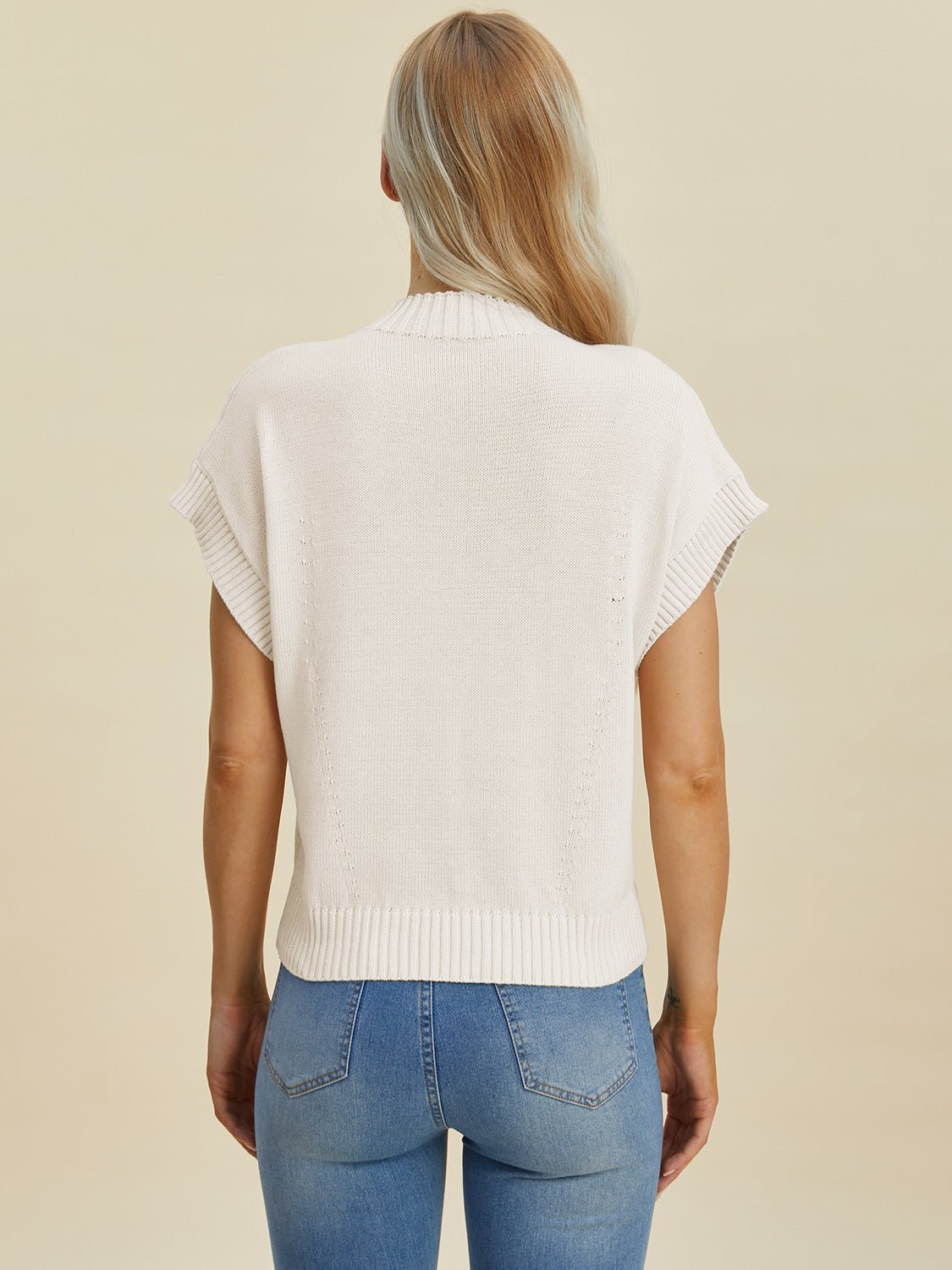 Double Take Full Size Mock Neck Short Sleeve Sweater - Loulou Boutique