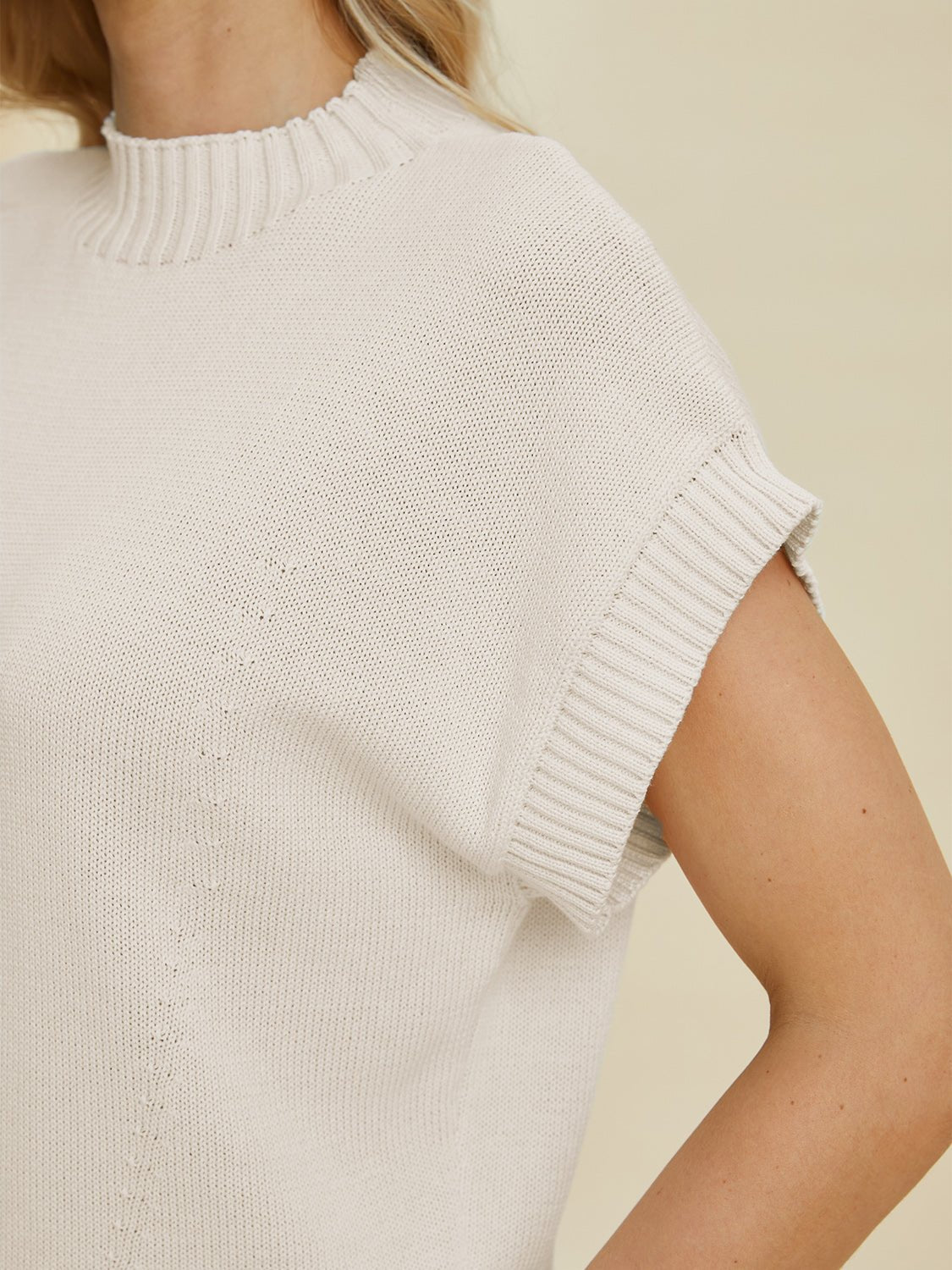 Double Take Full Size Mock Neck Short Sleeve Sweater - Loulou Boutique